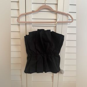 Black Pleated Crop Top